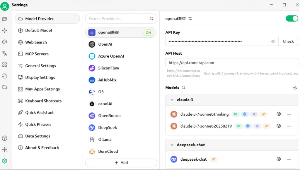 Как использовать Cherrystudio с CometAPI
