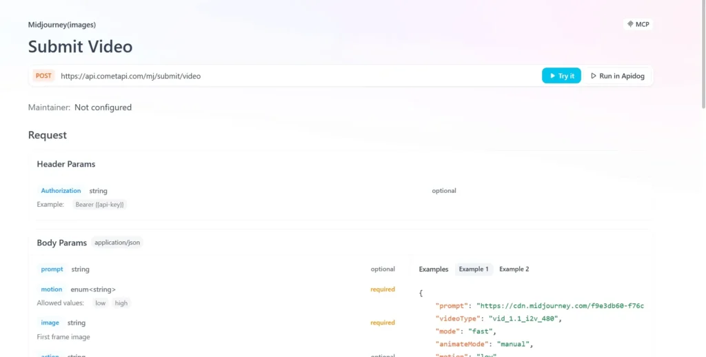 مڈجرنی ویڈیو API