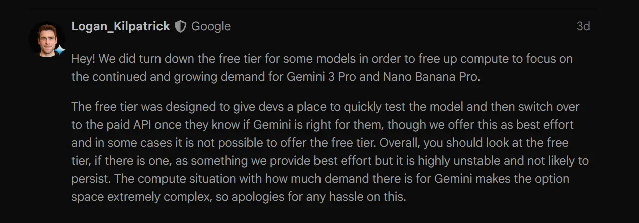 Is Free Gemini 2.5 Pro API fried? Changes to the free quota in 2025