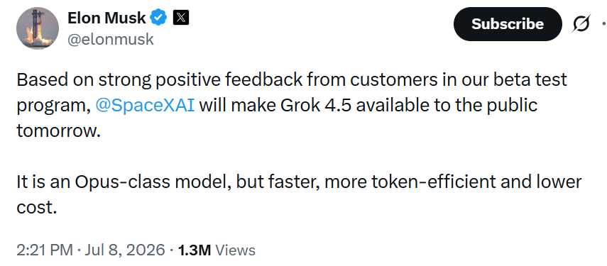 Grok 4.5 released: Architecture, release date, and other we know