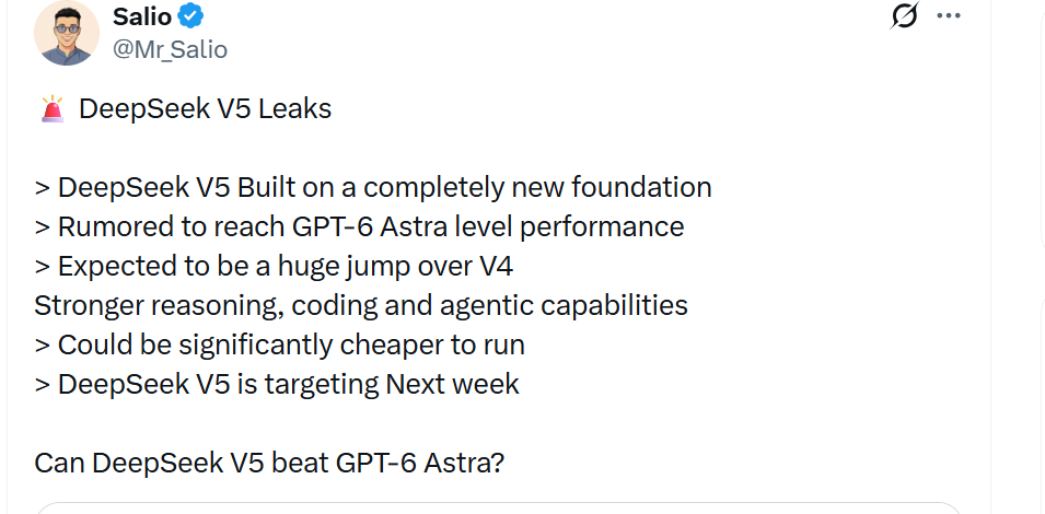 DeepSeek V5: Beklenen teknik özellikler, yetenekler ve performans – GPT-6 ile karşılaştırma